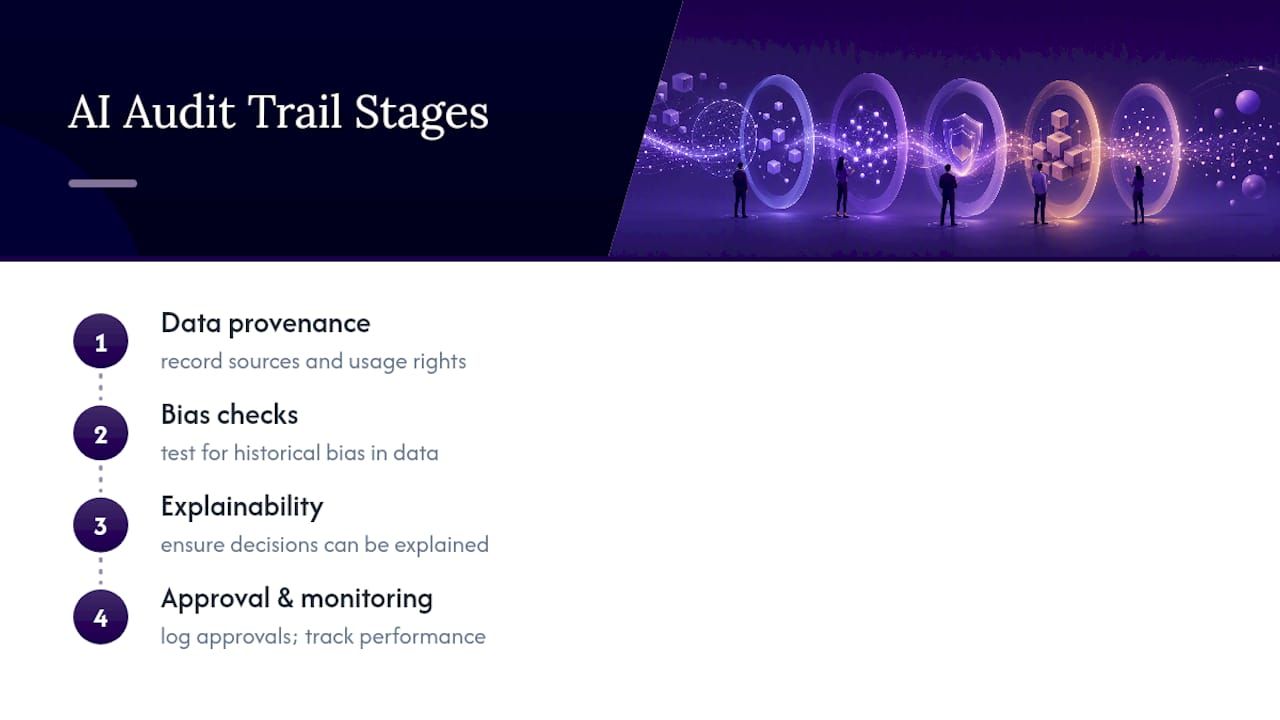 Four-stage AI governance audit trail