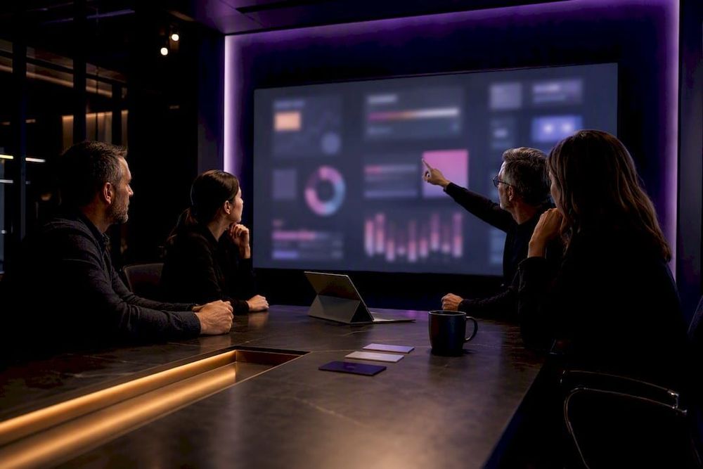 SaaS leaders reviewing an analytics scorecard