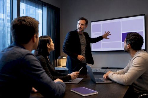 AI coach guiding team workflow exercise